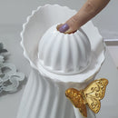 Garrafa Térmica Borboleta 1L Branca com Dourada Linha Premium